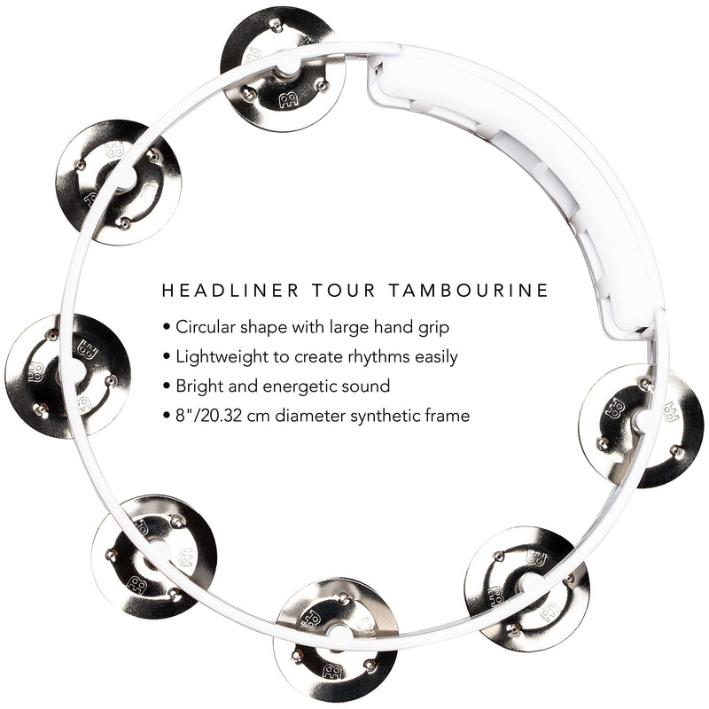 MEINL Percussion Headliner Serie Tour Tambourine - WH White (HTT8WH)