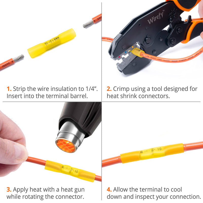 Wirefy 180 PCS Heat Shrink Butt Connectors Kit - Marine Grade Butt Connectors - Wire Butt Splice Connectors - Electrical Waterproof Heat Shrink Butts - 22-10 AWG Butt Connector Kit - 22-10 AWG