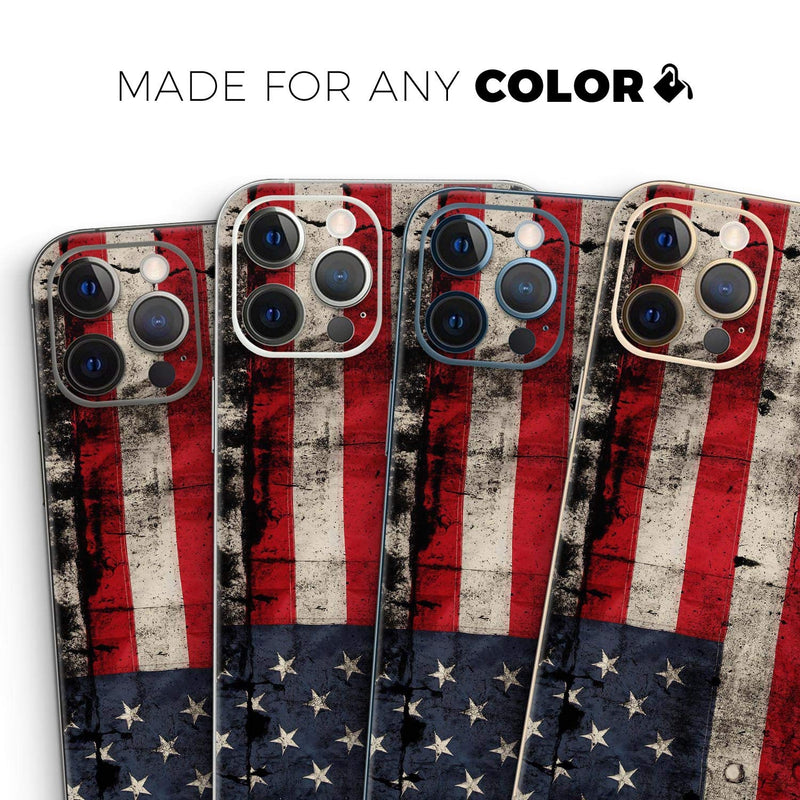 Design Skinz American Distressed Flag Panel - Full Body Skin Decal Wrap Kit Compatible with The Apple iPhone 12 Mini (Full-Body, Screen Trim & Back Glass Skin)