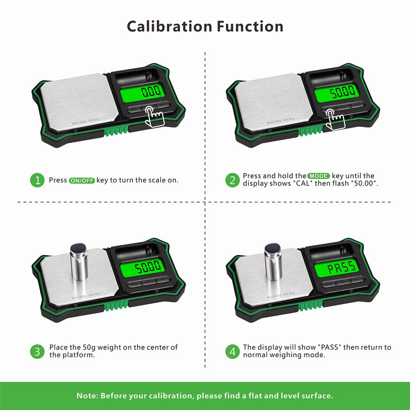 Fuzion Digital Pocket Scale, 200g x 0.01g Jewelry Gram Scale, 6 Units Conversion, LCD Back-Lit Display, Use for Jewelry/Medicine/Food/Powder/Herb(Battery Included) Green