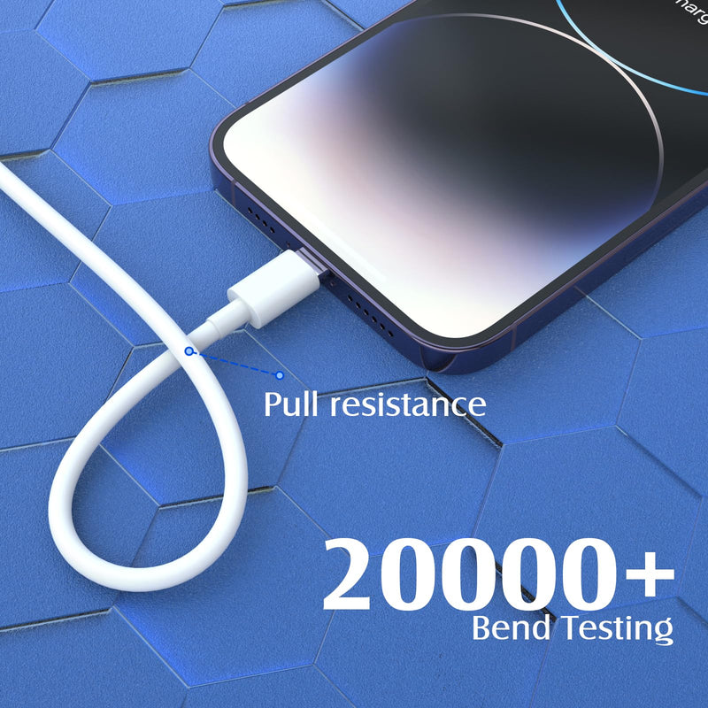 iPhone Charger[Apple MFi Certified] 6Pack（3/3/6/6/6/10 FT） Lightning Cable Power Fast Charging Cord Cable Compatible iPhone 14/13 /12/11 Pro MAX/XR/XS/8/7/Plus/6S/SE/iPad(White)