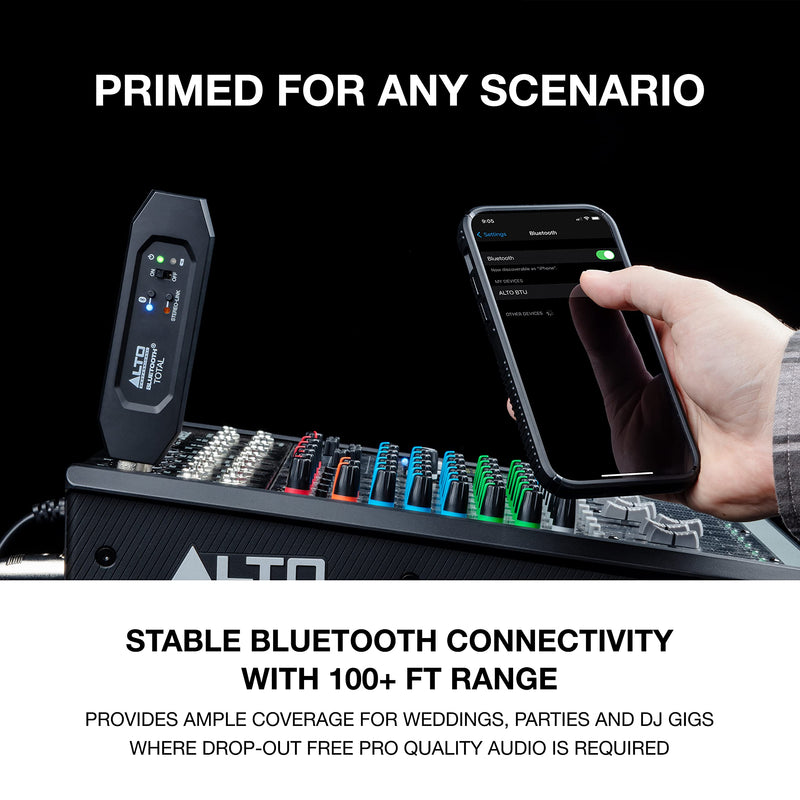 Alto Professional Bluetooth Total 2 - XLR Equipped Rechargeable Bluetooth Receiver For Mixing Desk / Audio Mixer Setups and Active PA systems Bluetooth Total MKII