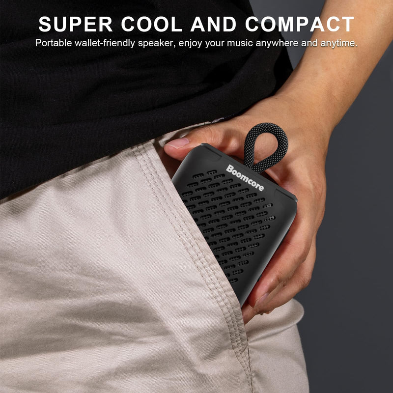 [AUSTRALIA] - Boomcore Ultra Portable Bluetooth Speaker with Clip, 12H Playtime, Compact Small Speaker with Big Sound, Punchy Bass, Wireless IPX7 Waterproof Speaker for Beach, Pool, Boat, Biking - Black 