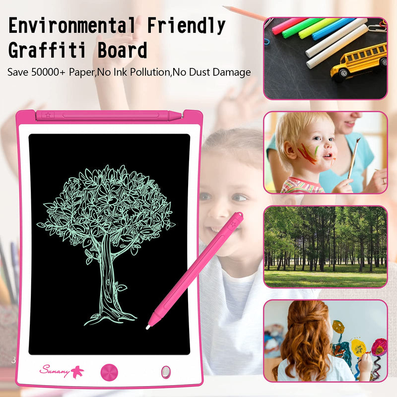 LCD Writing Tablet,Electronic Writing &Drawing Board Doodle Board,Sunany 8.5" Handwriting Paper Drawing Tablet Gift for Kids and Adults at Home,School and Office (Pink) pink