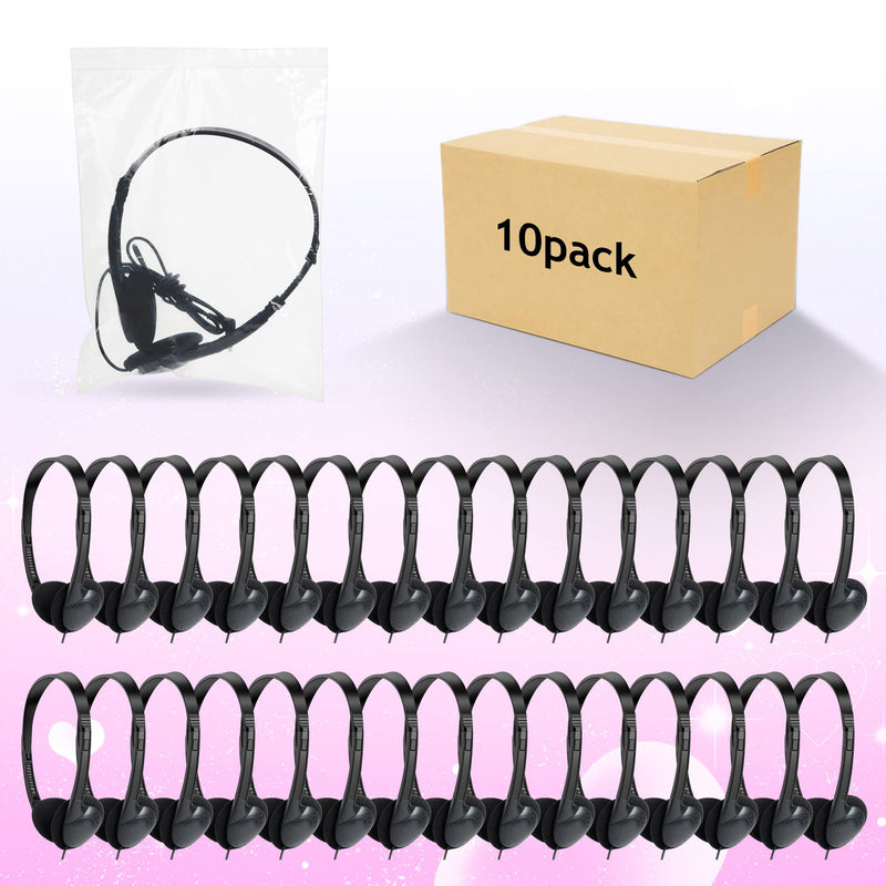 ZXQZYM Kids Headphones Bulk 10 Pack for School Students Children Teen Boys Girls, Wholesale Bulk Headphones for Classroom Earphones (Black)
