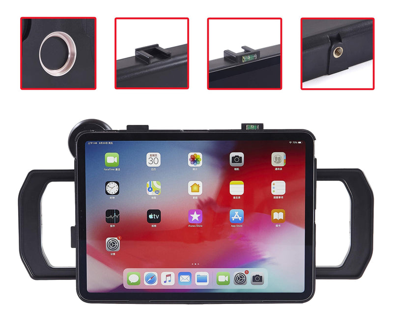 MegaMount Multimedia Rig Case Video Stabilizer for Apple iPad Pro 12.9 inch Latest 2020 4th GEN and 2018 3rd Gen [not 1-2] Attach Lenses, Lights, Mics for Video Recording. Mounts on Tripods & Monopods