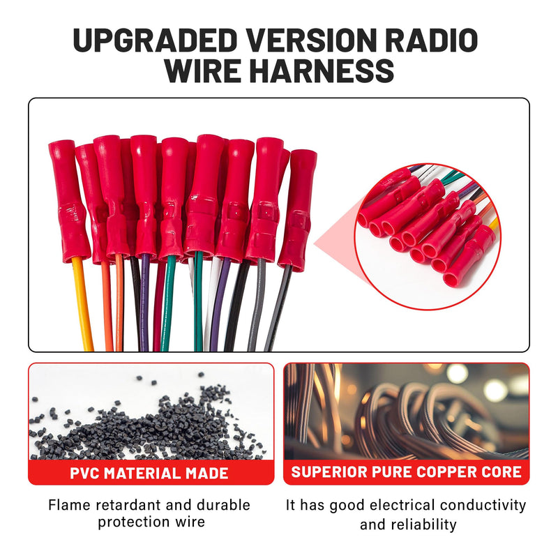 [AUSTRALIA] - RED WOLF Stereo Wiring Harness Pre-Installed Wire Connectors Compatible with Ford 1999-2006 Ranger Explorer, 1998-2005 Lincoln Mercury Stereo Wire Cable Plug Install Aftermarket CD Player Receiver 