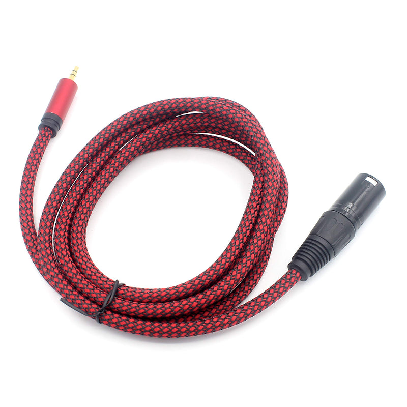 LoongGate 3.5mm (1/8 Inch) TRS Stereo Male to XLR Male Braided Nylon Microphone Cable for Smartphone, Computer, Video Camera (XLRM 3M, Red) XLRM 3M