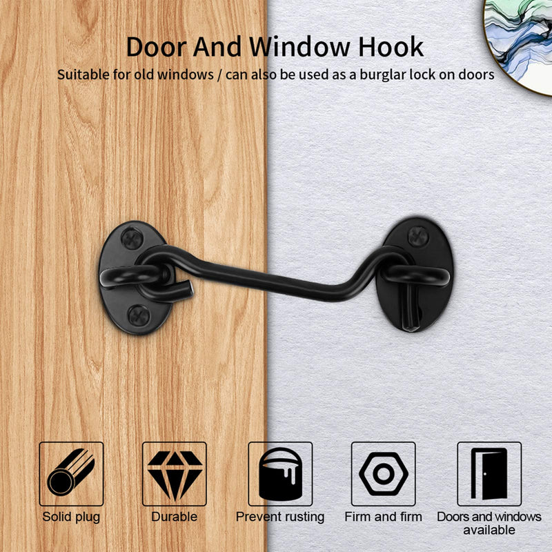 2 Pcs 4 Inch Barn Door Latch, Door Lock Latch, Barn Door Lock Heavy Duty Solid Thicken Stainless Steel Gate Latch, Privacy Hooks. Best for Window, Bedroom,Sliding Door. ASONTAO