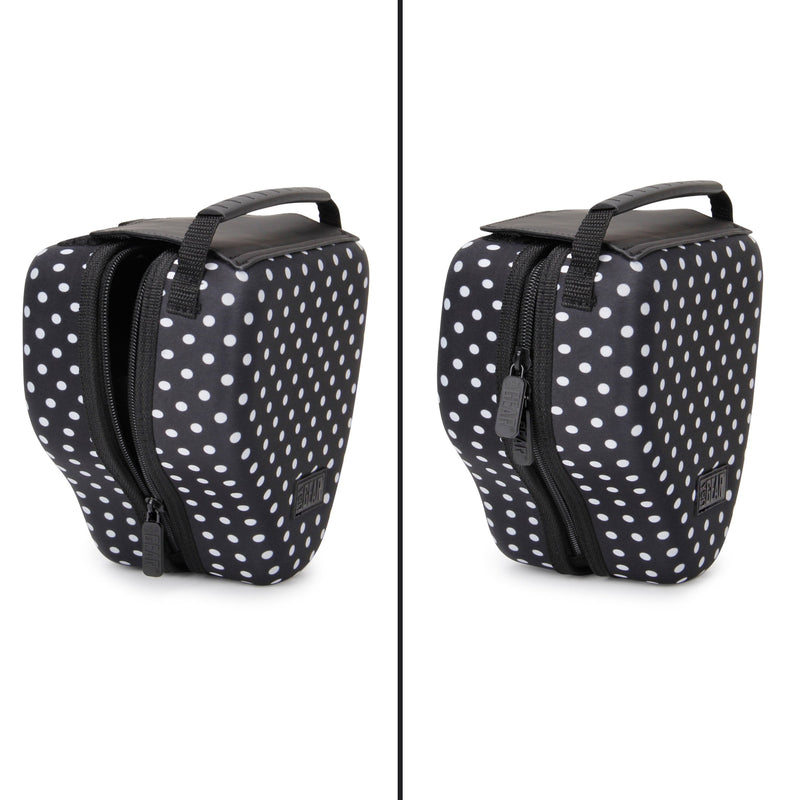 USA GEAR Hard Shell DSLR Camera Case (Polka Dot) with Molded EVA Protection, Quick Access Opening, Padded Interior and Rubber Coated Handle-Compatible with Nikon, Canon, Pentax, Olympus and More Polka Dot - Standard