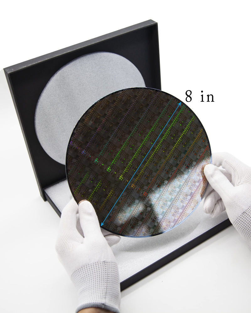 CPU Wafer Silicon Art, Double Side Polished Uncut Ic Si Wafer, Integrated Circuit Real Chip, Can Be Used As A Geek Toy, Gift, Viewing, Collection, Exhibition, Decoration Or Teaching, 8 in