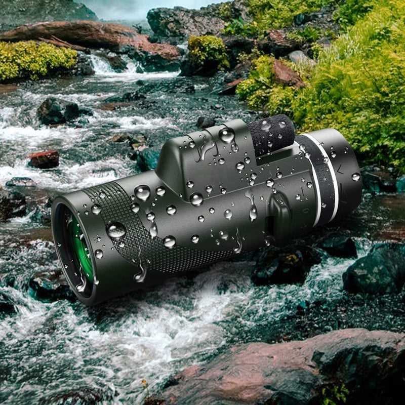 80x100 Monocular Telescope High Powered Monoculars for Adults Compact Monocular for Smartphone Adapter, Handheld Telescope with Tripod for Bird Watching Hunting Camping Travel Green-mm