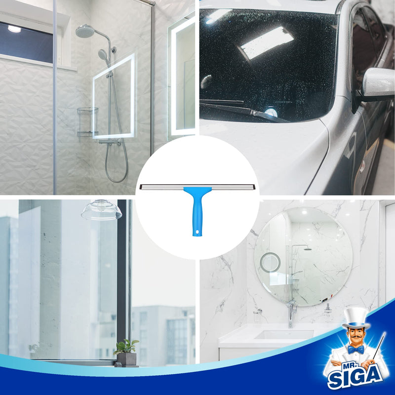MR.SIGA Professional Window Cleaning Combo - Squeegee & Microfiber Window Scrubber, 14" 14-inch