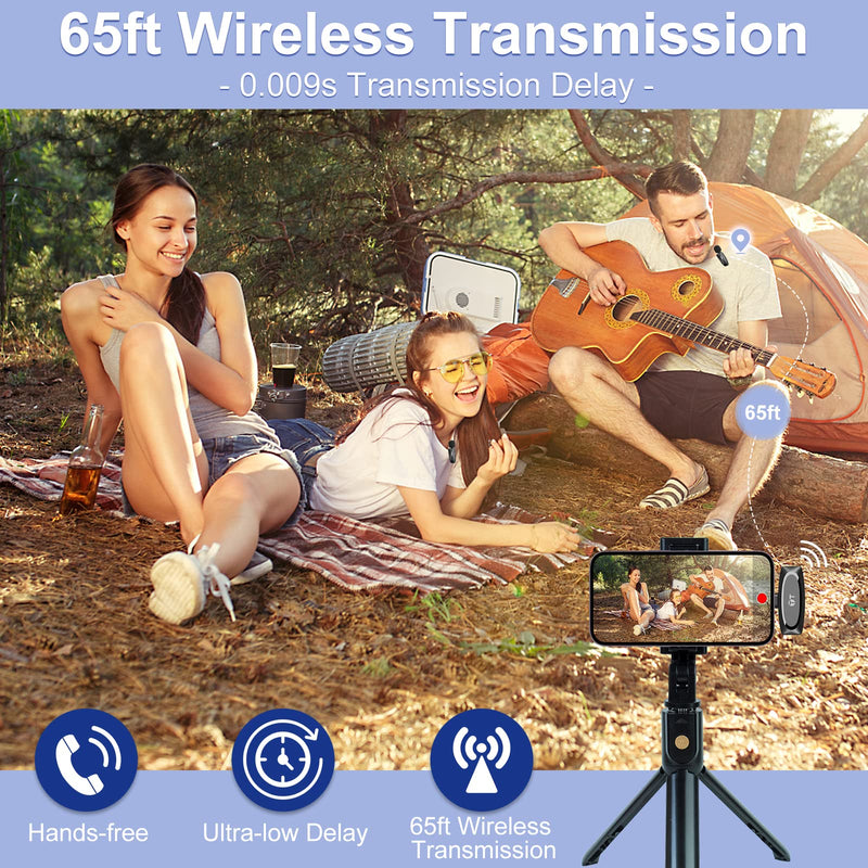 TenmaTec iPhone Microphone, Wireless lavalier Microphone for iPhone Video Recording,Clip on Microphone,Mini Lapel Microphone for iPhone Interview,Podcast,YoTube,TikTok, Facebook-Dual Mics Blue