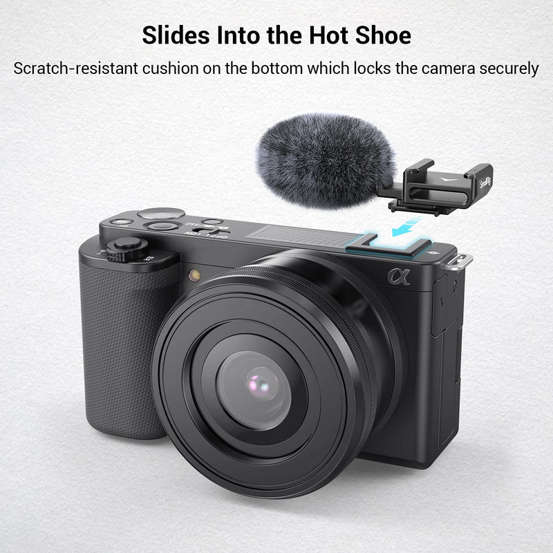 SMALLRIG ZV E10 Cold Shoe Adapter with Mic Windscreen, Windproof and Noise Reduction Microphone Windshield Fur Muffler for Sony ZV-E10/ ZV-1 - 3526