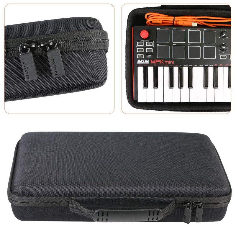 co2crea Hard Carrying Case for AKAI Professional MPK Mini MK3 | 25 Key USB MIDI Keyboard Controller (Black Case) Black Case