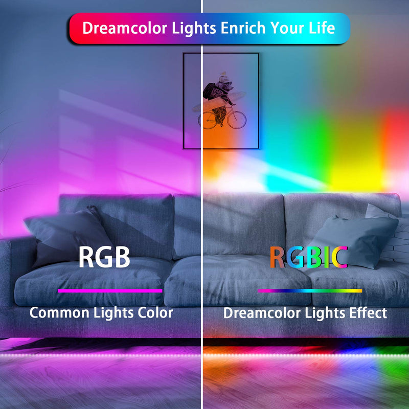 [AUSTRALIA] - Dreamcolor Led Lights 32.8ft RGBIC Rainbow Multicolor dalattin Led Strip Lights with 24 Keys Remote Controller Led Strip Lights,2 Rolls of 16.4ft 