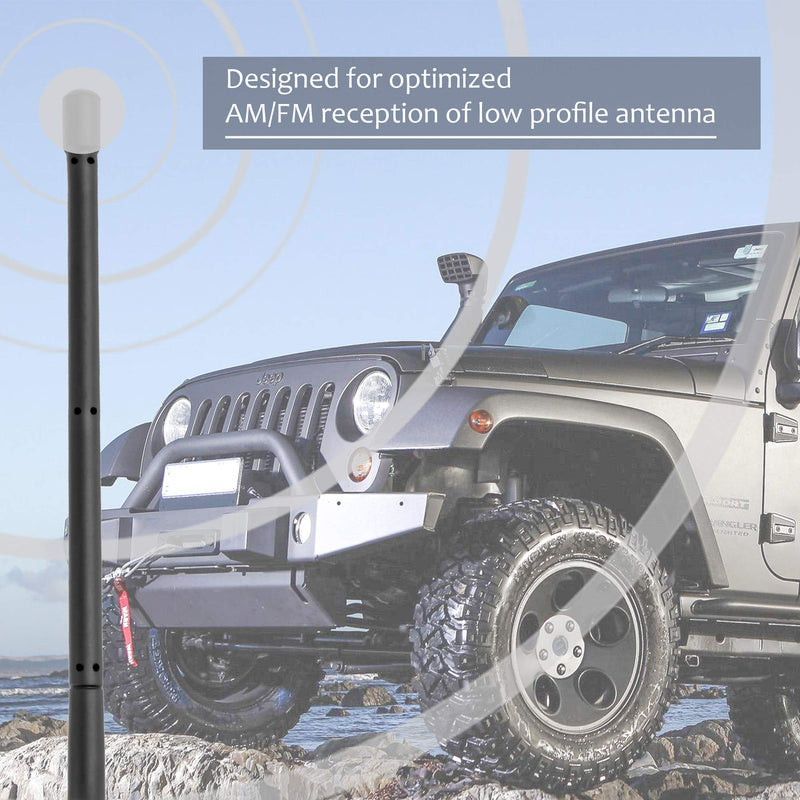 VOFONO 9 Inch Short Sleek Antenna Compatible with Jeep Wrangler JK JKU JL JLU Rubicon Sahara Gladiator 2007-2021 | Flexible Rubber Antenna Replacement | Designed for Optimized Radio FM/AM Reception