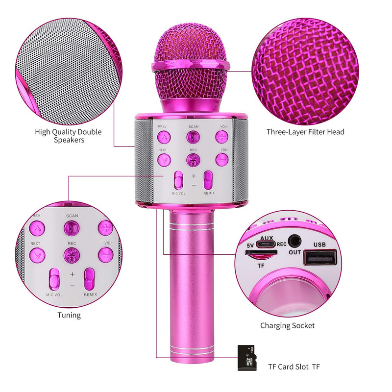 [AUSTRALIA] - Mixhomic Wireless Bluetooth Karaoke Microphone, 4 in 1 Handheld Wireless Karaoke Machine for Kids Party, Portable Handheld Home KTV Player for Android/iOS/iPad/PC (Purple) Purple 