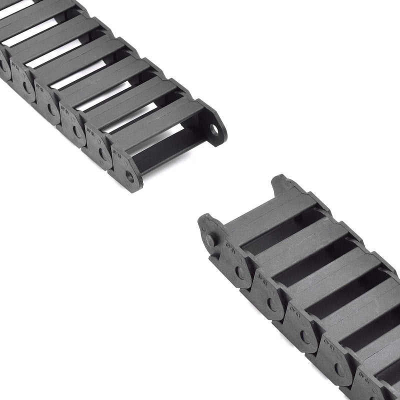 Plastic Drag Chain Cable Carrier Closed Type with End Connectors R28 15 x 40mm L1000mm for Electrical CNC Router Machines