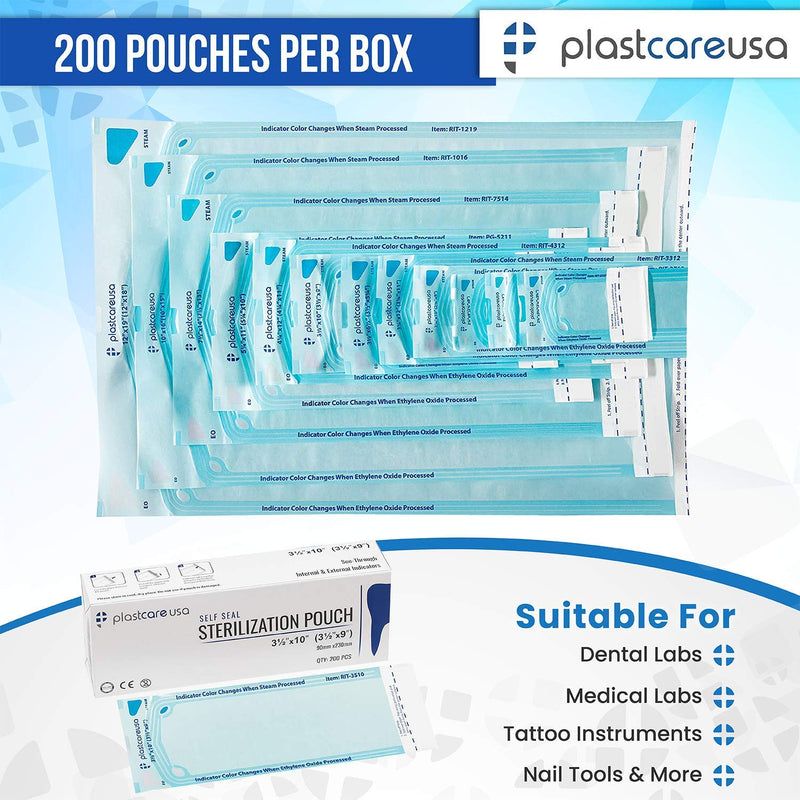 Self Seal Sterilization Pouch 3.5" x 10", 200 per Box