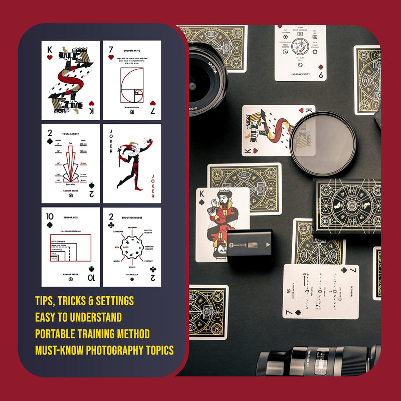 The Photography Deck - Photography Cheat Sheet Cards - Camera Settings Cheat Sheets - Photography Idea Cards - Essential Shooting Guide - Photography Tips Reference Card - Quick Tip Photo Cards
