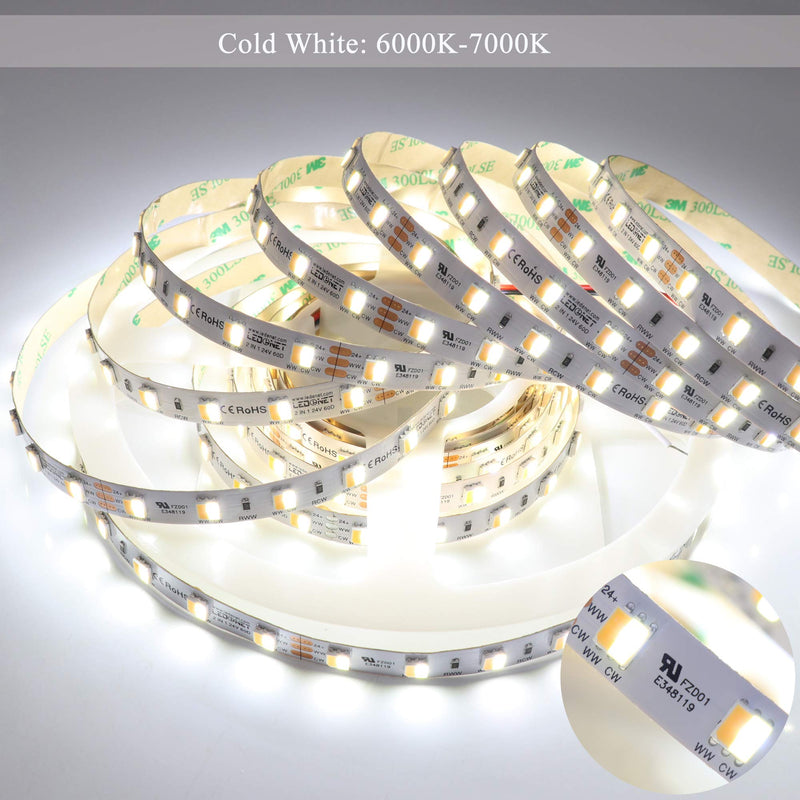 [AUSTRALIA] - LEDENET Tunable White LED Strip Lights Adjustable Color Temperature Warm White 2700K to Cold White 6500K 24V 60W SMD 5050 300LEDs Lighting UL Listed Non-Waterproof 