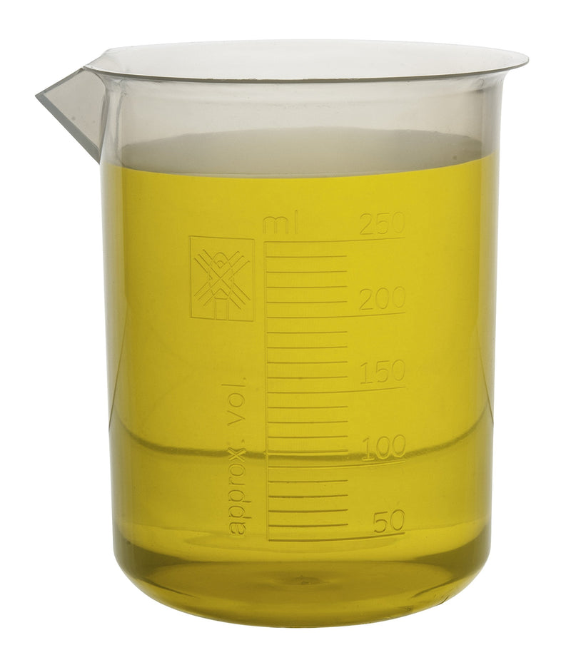 5 Piece Premium Laboratory Plastic Beaker Set, Made of High Clarity Polypropylene with Raised Graduations, 50 mL, 100 mL, 250 mL, 500 mL, and 1000 mL (Autoclavable)
