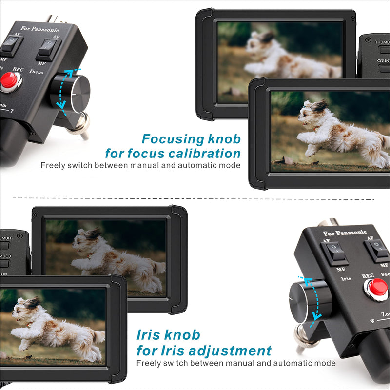 KOERTACOO Camcorder Zoom Controller, Remote Control Zoom, Iris, and Focus Control + 2.5mm and 3.5mm Jack Cable for Panasonic HC-X1 HC-PV100 AG-UX90 AG-UX180 HC-X1000 AG-AC30 AG-AC90 AU-EVA1 Camera.