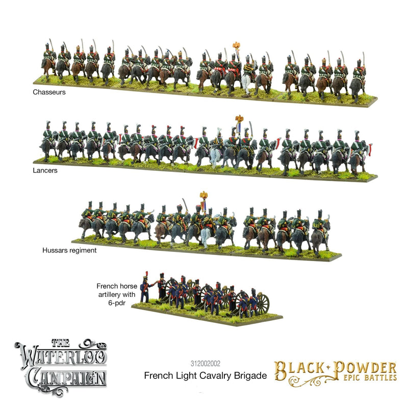 WarLord Black Powder Epic Battles Waterloo: French Light Cavalry Brigade Military Table Top Wargaming Plastic Model Kit 312002002