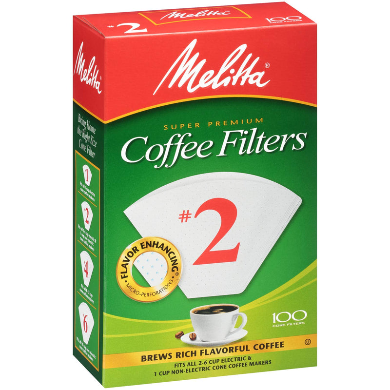 [AUSTRALIA] - Melitta #2 Cone Coffee Filters, White, 100 Count 100 Count (Pack of 1) 