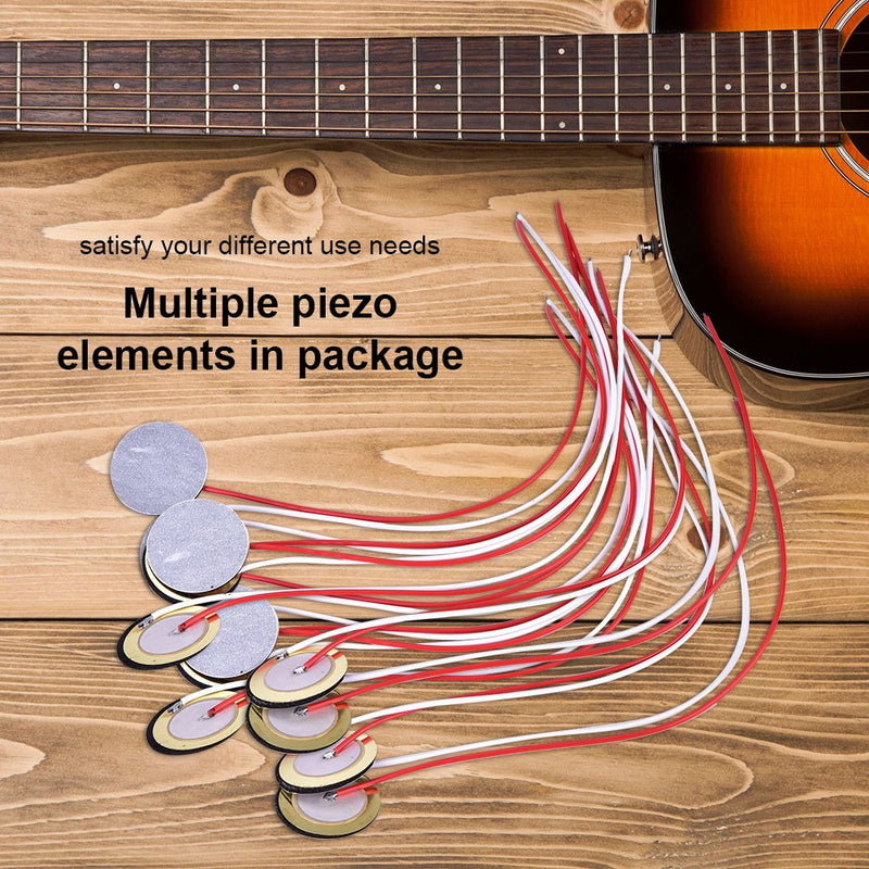 Bnineteenteam 27mm Piezo Discs with Leads Piezo Disc Element Sensor with Wires for Guitar Drum Trigger 12PCS