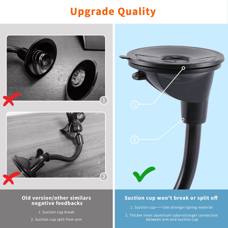 IPOW Upgraded X-Shaped Double Clamp Universal Long Shockproof Arm Phone Car Mount Windshield/Dash With Strong Suction Cup,Cell Phone Holder Compatible With iPhone 8 8 Plus X 7 7 Plus 6Galaxy S9 S8