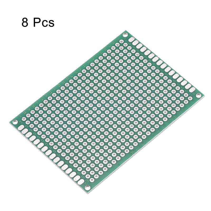 MECCANIXITY PCB Board Double Sided Printed Circuit Prototyping Boards Plated Through Holes for DIY Soldering Electronic Projects, 50mmx70mm, Green Pack of 8