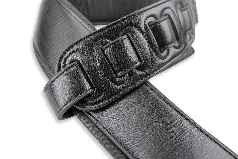 Walker & Williams G-26 Black Semi-Gloss Bullnose Guitar Strap with Padded Glove Leather Back