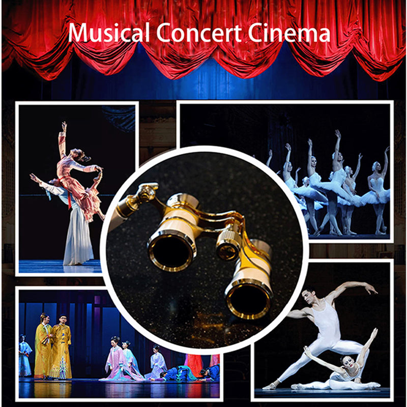 [AUSTRALIA] - Yourelexit® Opera Glasses Binoculars 3X25 Lorgnette Theater Glasses Optical BK9 Mini Compact Lightweight Built-in Foldable Adjustable Handle Vintage for Adults Kids Women in Musical Concert Cinema 