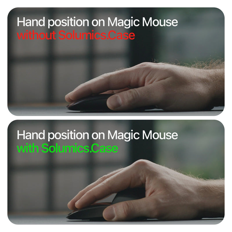 Solumics.Case - Ergonomic case for Apple Magic Mouse | for a More Ergonomic iMac Mouse (White/Silver) White/Silver