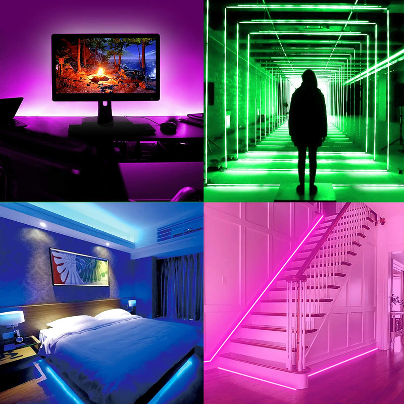 [AUSTRALIA] - LED Strip Light RGB,16.4ft UL Listed Color Changing Flexible Rope Lights Kit 150 LEDs with 44 Keys IR Remote Controller and Power Supply for Home, Bedroom, Kitchen Decoration 