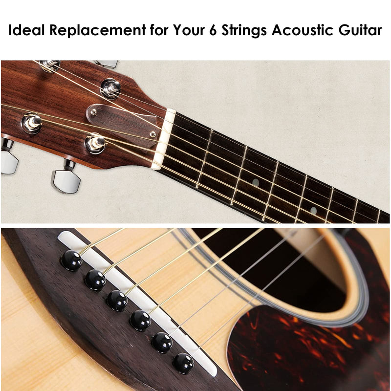 Qoosea 2Pack Acoustic Guitar Nut Acoustic Guitar Bridge with 6Pcs Sand Paper Carved Cattle Bone Acoustic Guitar Saddle for 6 Strings Folk Acoustic Guitar