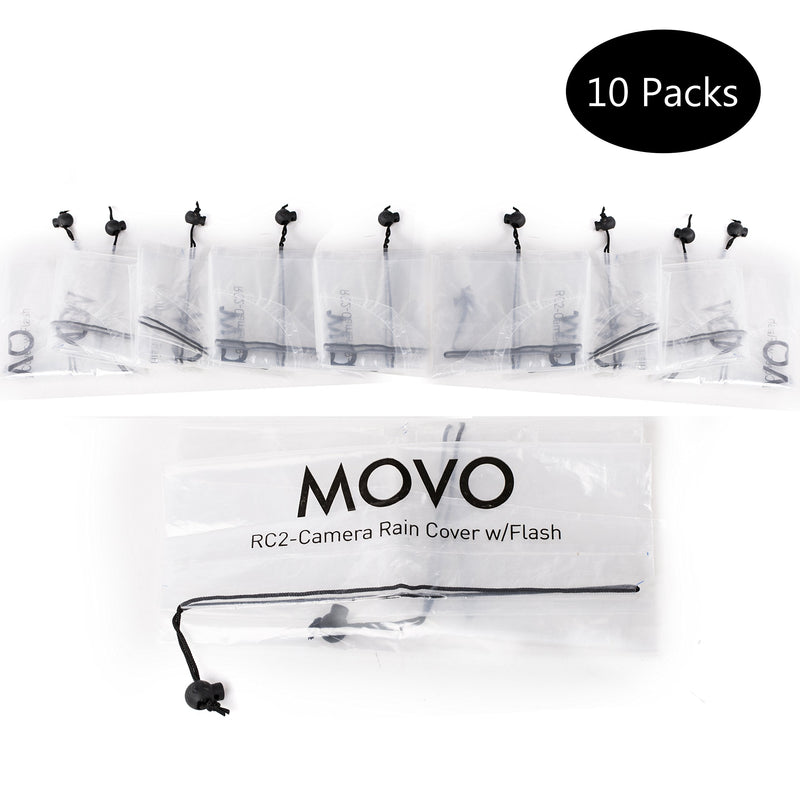 Movo (10 Pack) RC2 Clear Rain Cover for DSLR Camera, Flash, and Lens up to 18" Long