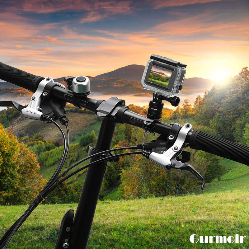 Gurmoir Mountain Bike Handlebar Mount for Gopro Hero 10/9/8/7/6/5/4/AKASO/DJI Osmo Action Cam, 360 Degrees Rotation All-Aluminum Bicycle Camera Mount Aluminium Bike Handlebar Mount for GoPro
