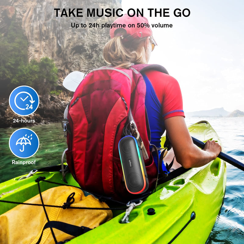 [AUSTRALIA] - Bluetooth Speakers,IPX7 Waterproof Speaker with 20W Powerful Sound,Portable Wireless Speakers with Extral Bass,for Beach Pool Camping Outdoors,Christmas/Birthday Gift for Men,Women,Friends Lightblack 