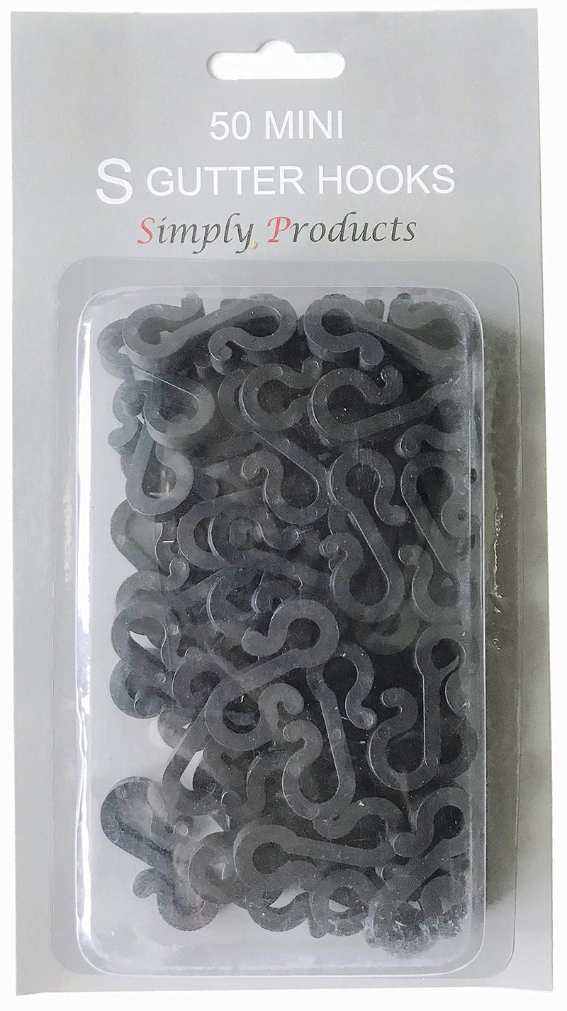 50 Christmas S Mini Gutter Hooks (Black) Weatherproof Plastic for Hanging Lights Black