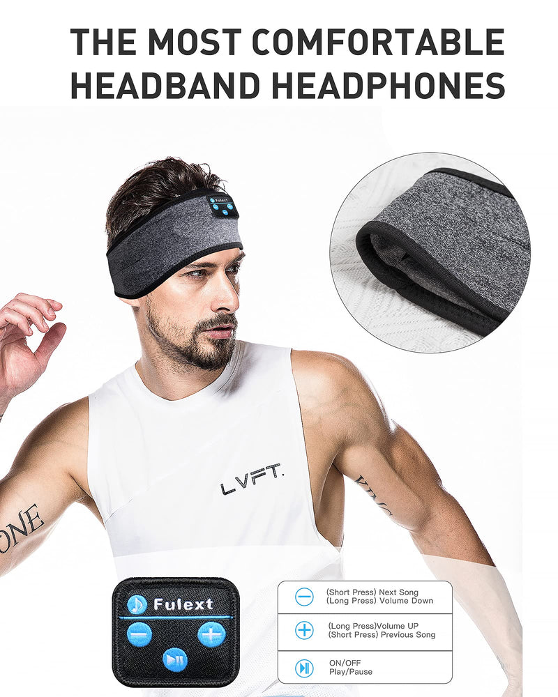 Perytong Sleep Headphones Bluetooth Sports Headband,Wireless Sleeping Headphones Sleep Earbuds,Sports Headphones Headband for Side Sleepers Workout Running Insomnia Travel Yoga DarkGrey&LightGrey