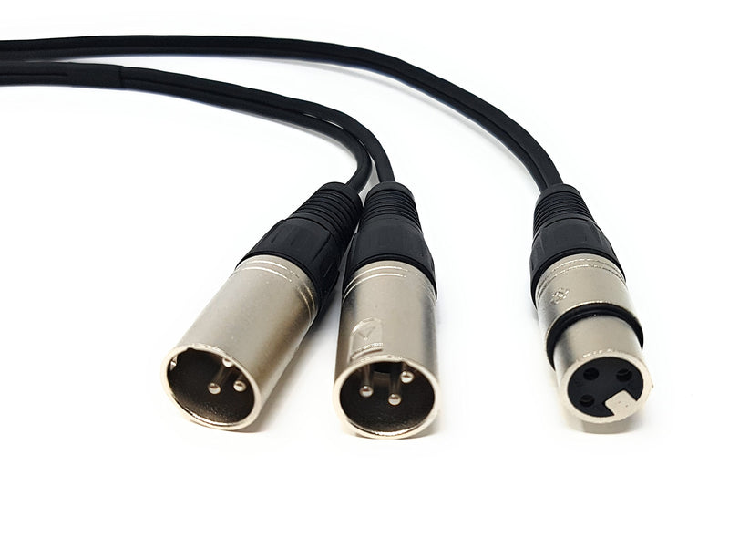 MainCore 1.5m long 3 Pin XLR Female Plug to Twin 2 x XLR 3 Pin Socket Male Balanced Splitter Extender Cable Lead Cord