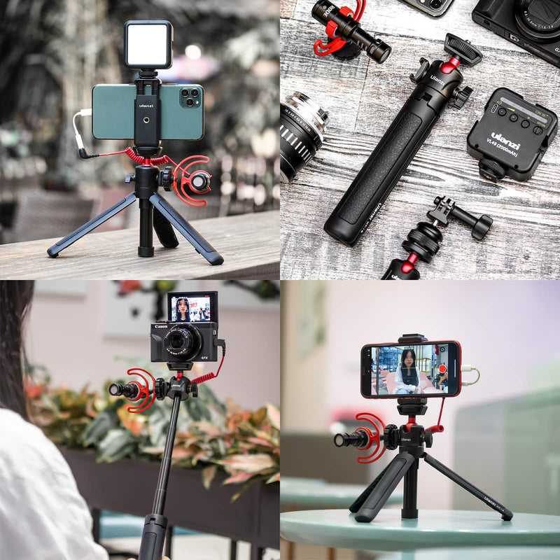 Ulanzi MT-16 Camera Tripod Mini Tabletop Tripod Selfie Stick with Cold Shoe,Travel Tripod for Phone 12 Canon G7X Mark III Sony ZV-1 RX100 VII A6600 Vlogging Filmmaking Live Streaming