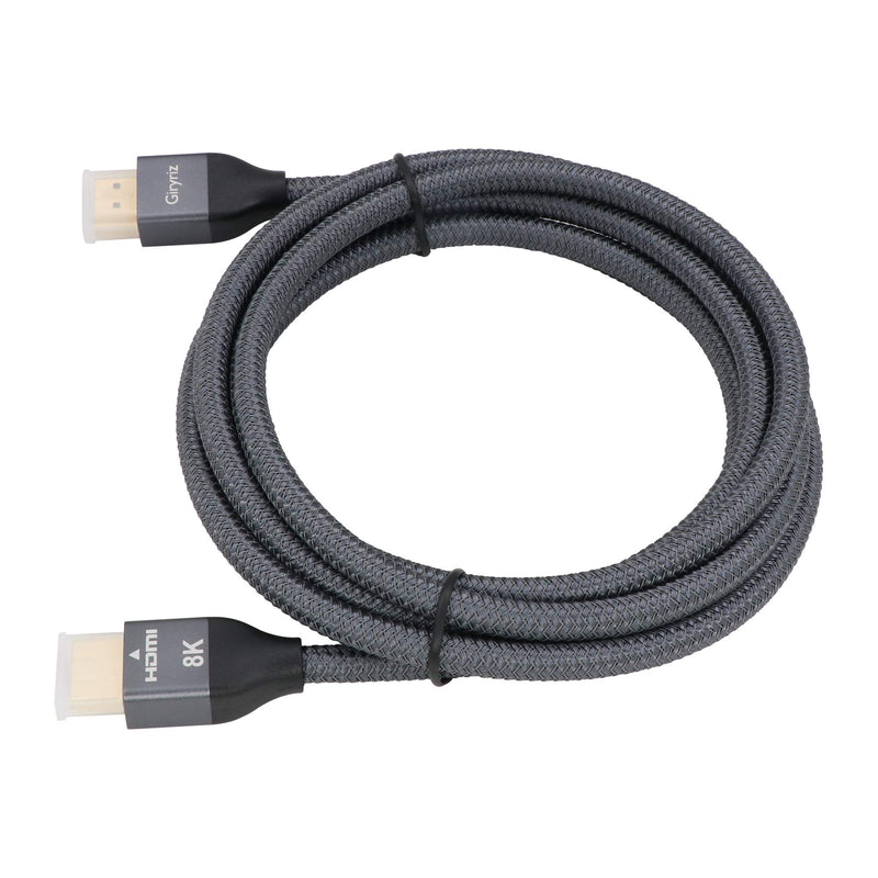 8K HDMI Cable 9.8ft, Giryriz High Speed HDMI 2.1 Cable 48Gbps 8K60Hz 4K120Hz 144Hz, Supports Dynamic HDR, eARC, VRR, ALLM with Braided HDMI Cord 28AWG, Grey 9.8 Feet (3.0M)