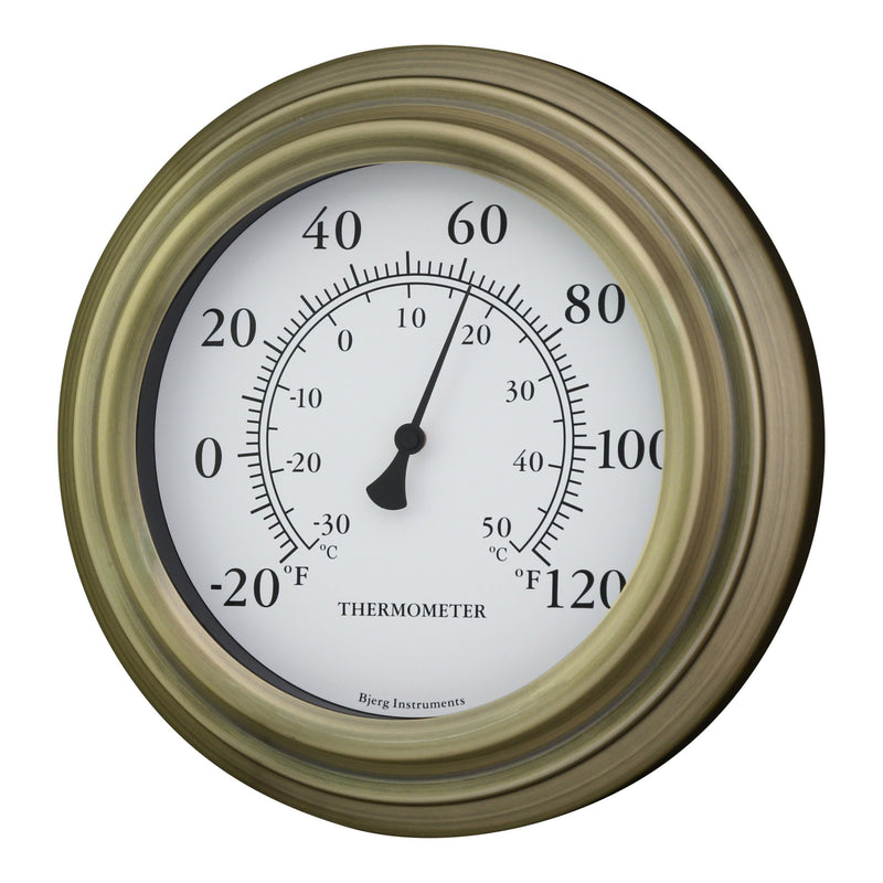 [AUSTRALIA] - Bjerg Instruments 8" Antique Brass Finish Decorative Indoor/Outdoor Thermometer 