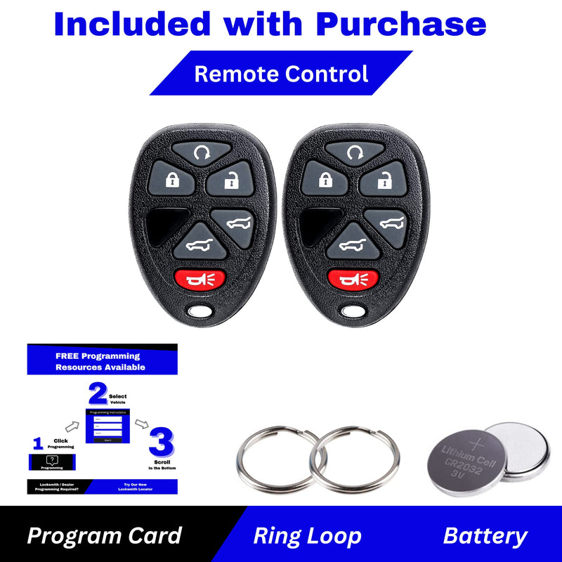 [AUSTRALIA] - KeylessPros 6-Button Keyless Entry Remote Key Fob Replacement, Compatible with 2007-2014 Cadillac Escalade, GMC Yukon, Chevy Tahoe Suburban, 2009-2017 Traverse 15913427, OUC60270 (2-Pack) 6-BTNx2 