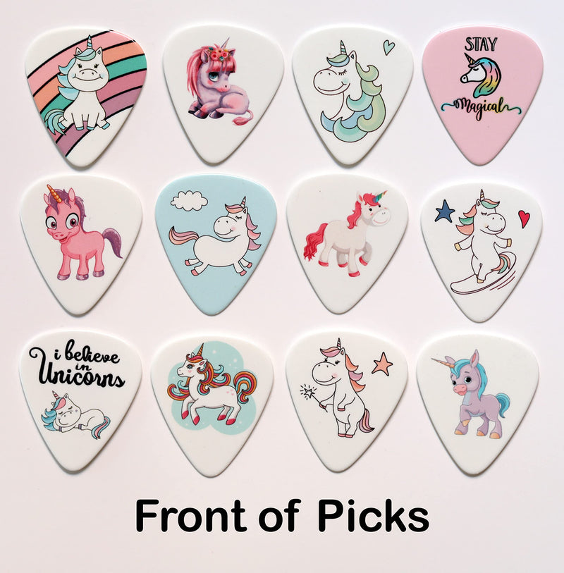 12 Unicorn Guitar Picks Premium Celluloid Plectrums
